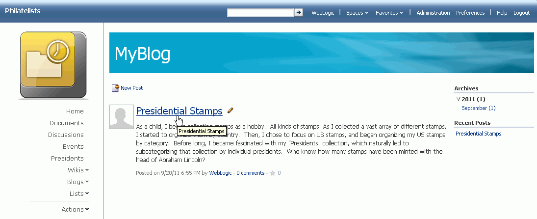 Opening a blog post from Blog page style mode Opening a blog post from Blog page style mode