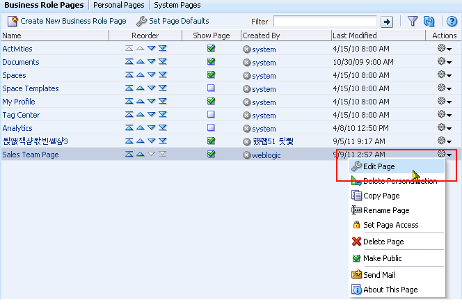Edit option on page Actions menu Edit option on page Actions menu