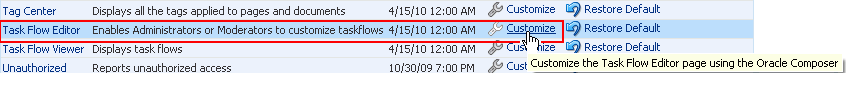 Customize link next to a system page Customize link next to a system page