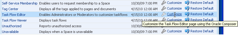 Customize link on a Space system page Customize link on a Space system page