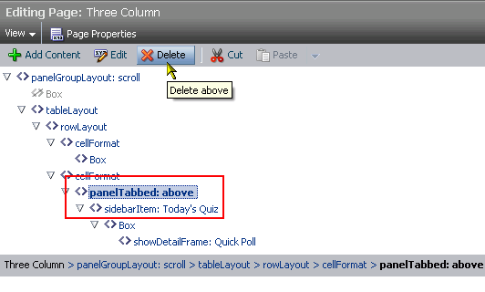 Deleting a panelTabbed element Deleting a panelTabbed element