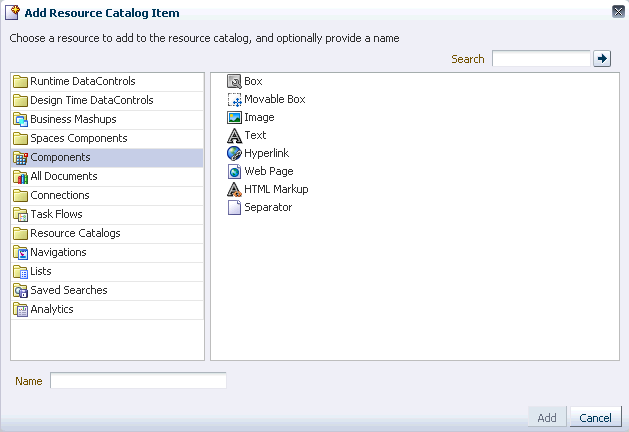 Add Resource Catalog Item Dialog Add Resource Catalog Item Dialog