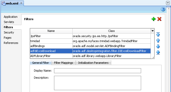 Filters tab of web.xml
