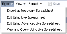 Excel menu of Master Price List module.
