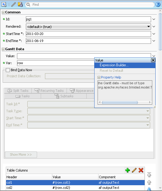 Project Gantt Chart Value Attribute Dropdown Menu