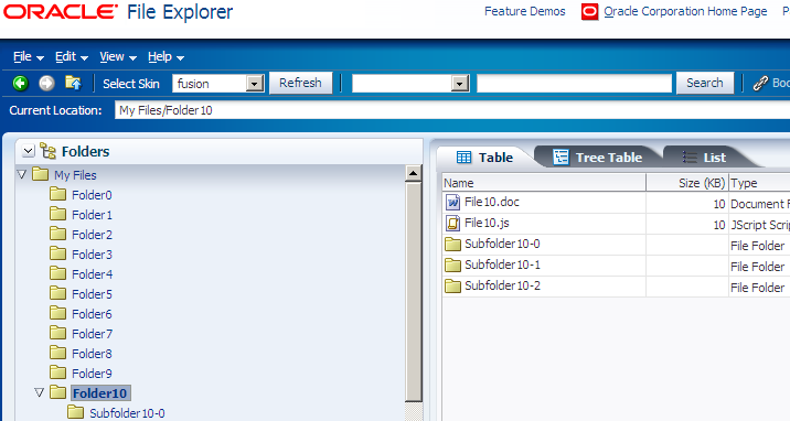 Index Page Using the Fusion ADF Skin