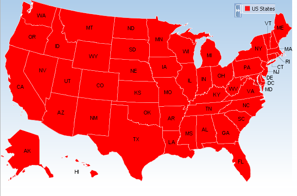 Thematic map with area default stamp configured.