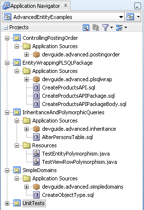 AdvancedEntityExamples project folders