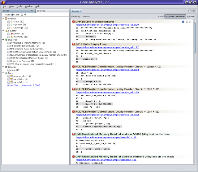 image:Screen shot of Code Analyzer