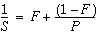 image:Equation showing Amdahl’s law, the fraction one over S equals F plus the fraction one minus F quantity over P.