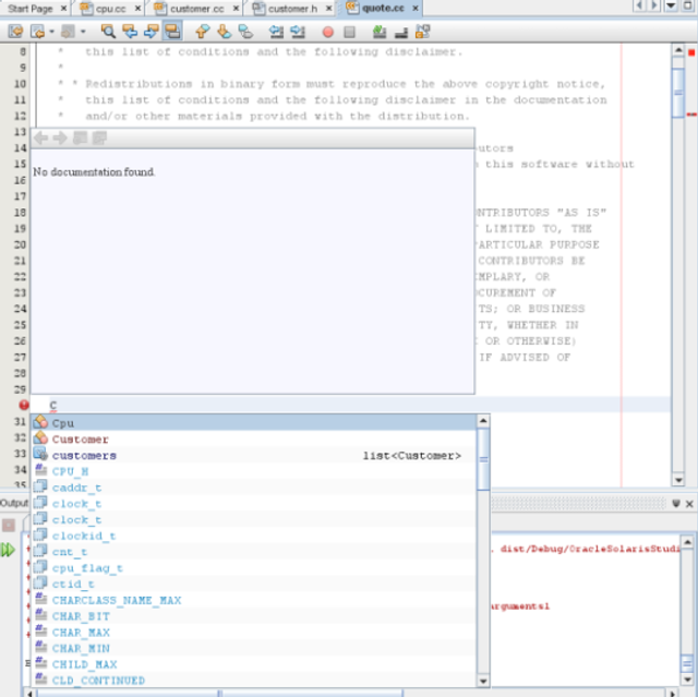 Code completion list image:Code completion list