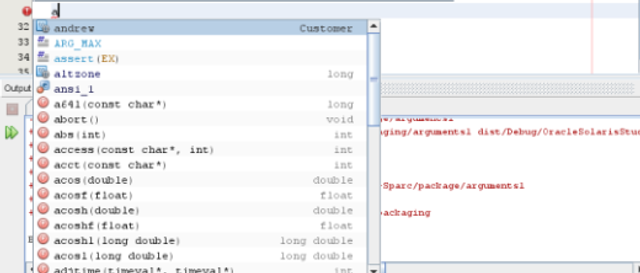 Code completion list image:Code completion list