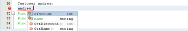 Code completion list image:Code completion list