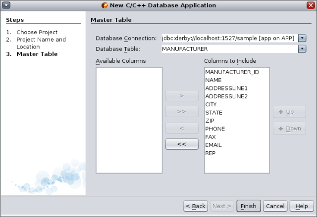 New Project wizard Master Table page for Oracle Database Project image:New Project wizard Master Table page for Oracle Database Project