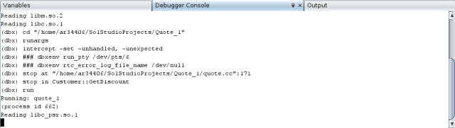 Debugger Console window image:Debugger Console window