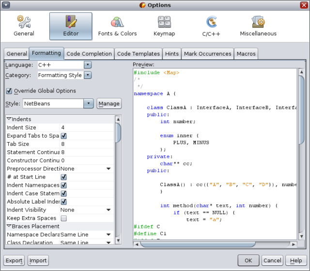 Formatting tab in Options dialog box image:Formatting tab in Options dialog box