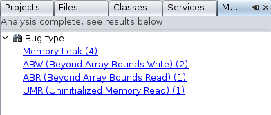 Memory Analysis window image:Memory Analysis window