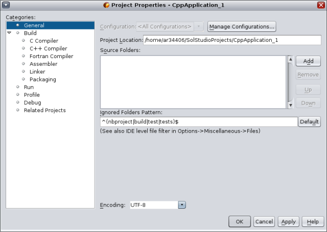 Project Properties dialog box image:Project Properties dialog box