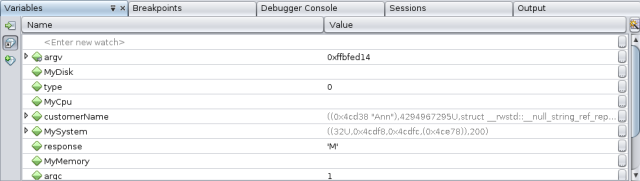 Variables window image:Variables window
