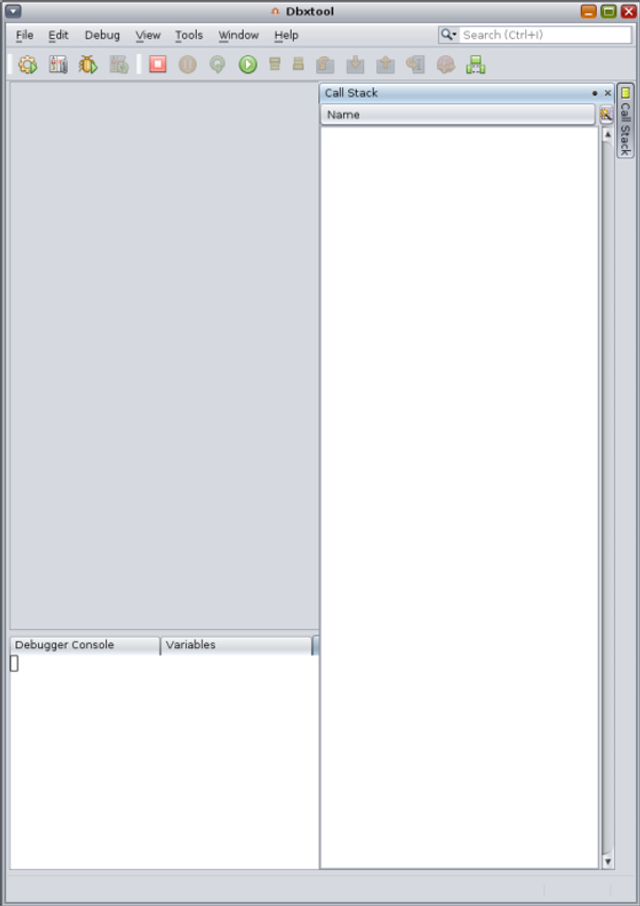 Half screen size dbxtool window with Call Stack window maximized image:Half screen size dbxtool window with Call Stack window maximized