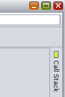 Upper right corner of dbxtool window with icon of minimized Call Stack window image:Upper right corner of dbxtool window with icon of minimized Call Stack window