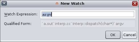 New Watch dialog box image:New Watch dialog box