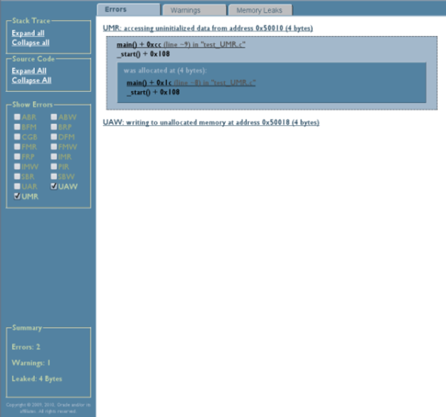 image:Error tab of HTML Discover report with stack trace