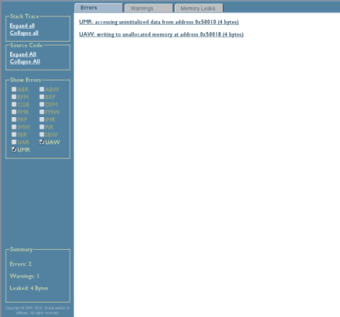 image:Errors tab of HTML Discover report