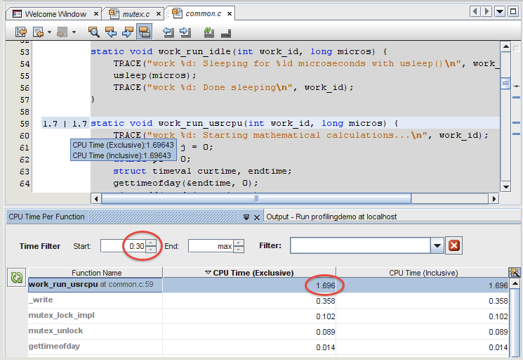 CPU data filtered for 30 second start time image:CPU data filtered for 30 second start time