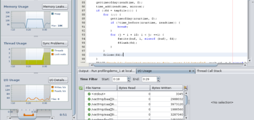 I/O Usage tool selecting interval for parallel demo image:I/O Usage tool selecting interval for parallel demo
