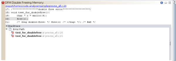 Double Freeing Memory error showing error path image:Double Freeing Memory error showing error path