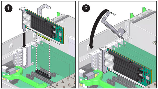 Installing the Adapter into the chassis. image:Installing the Adapter into the chassis.