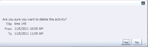 Calendar delete activity dialog.