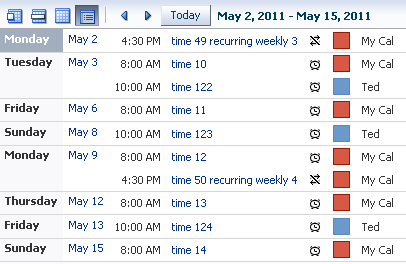 dayType List Type for List View
