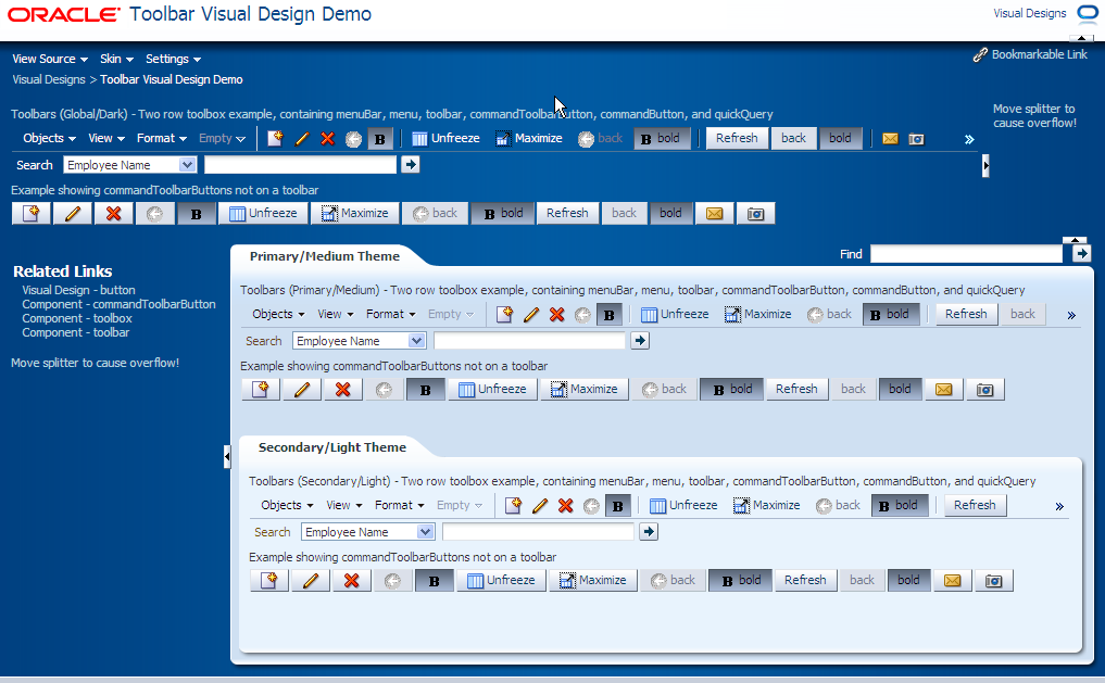 Toolbar design