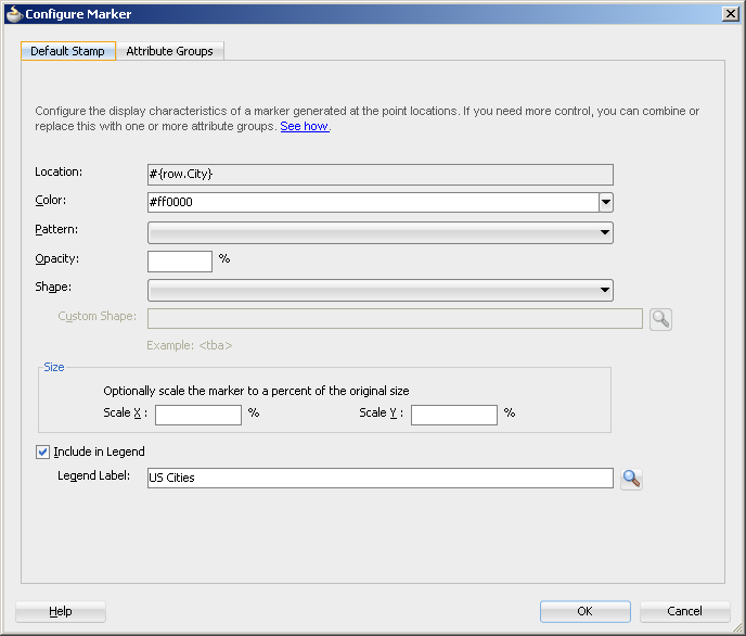 Configure Marker Dialog default stamp page