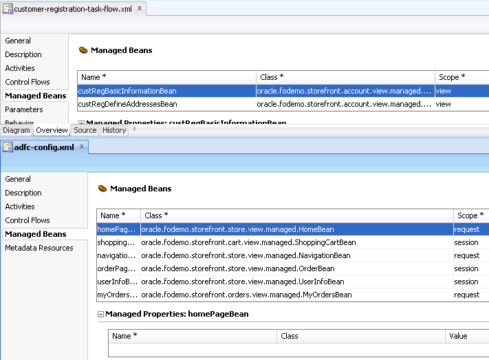 Managed Beans Registered with Task Flows