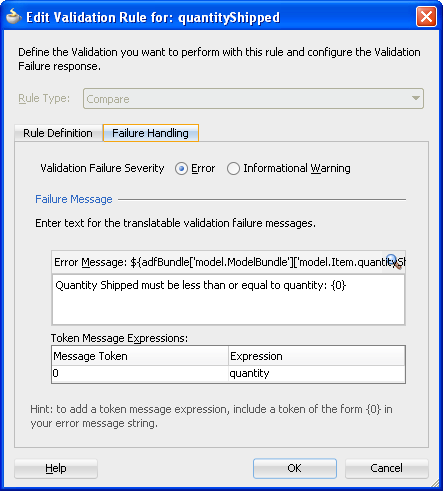 Failure handling message with expression