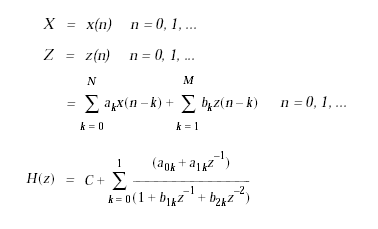 Equation that represents the fourth order parallel IIR filtering image:Equation that represents the fourth order parallel IIR filtering