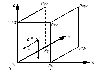 Figure that represents the trilinear interpolation image:Figure that represents the trilinear interpolation