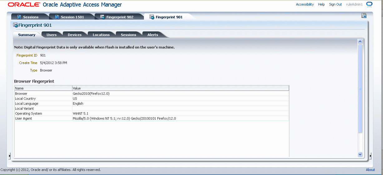 Browser fingerprint data is shown.