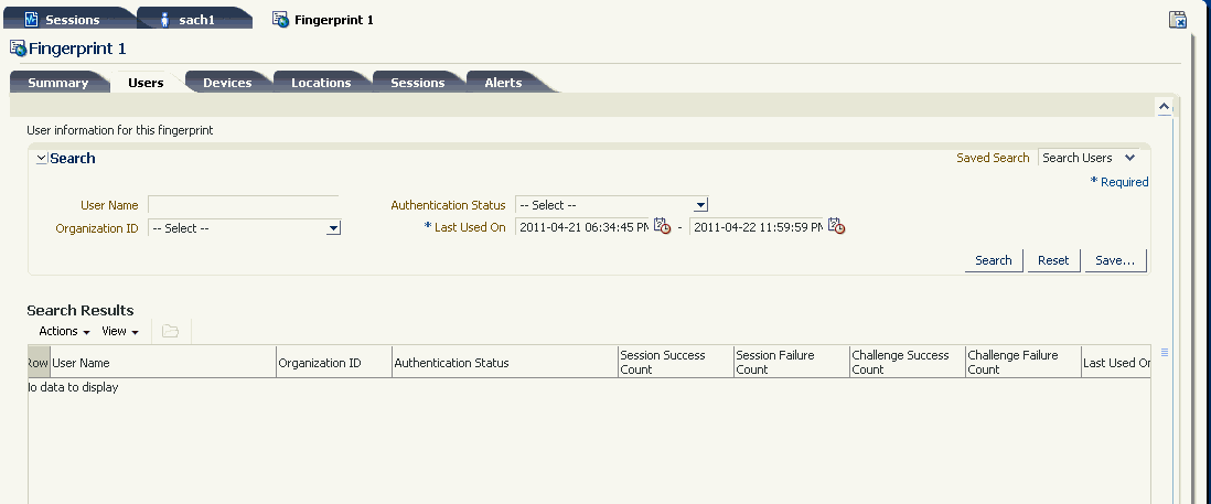 The fingerprint details user tab is shown.
