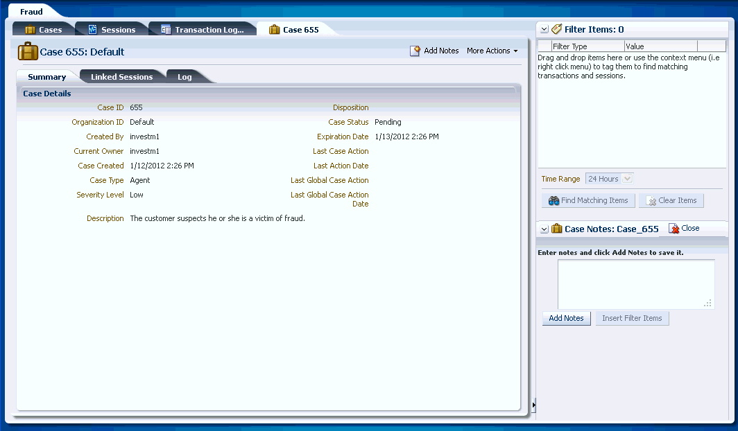 Case details is shown.