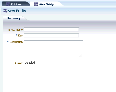 The New Entity page is shown.