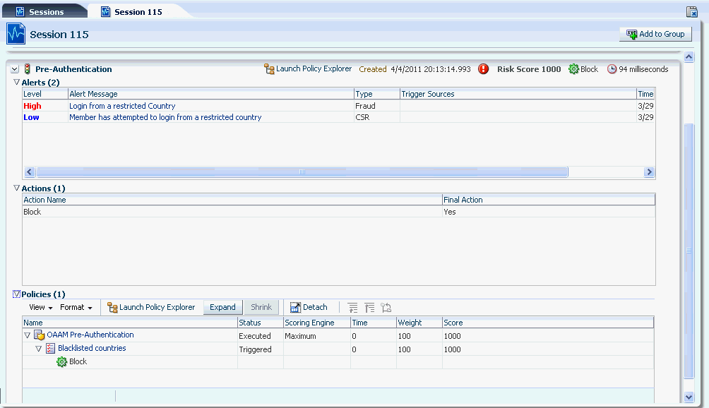 Alerts and actions are shown.