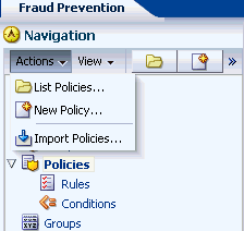 Navigation Action menu