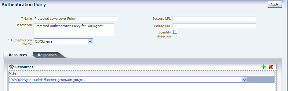 Authentication Policy and Resources Page Authentication Policy and Resources Page