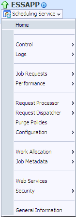 The Scheduling Service menu. The Scheduling Service menu.