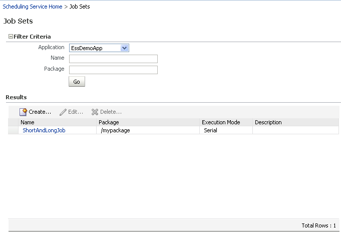 Job Sets Page and Results table. Job Sets Page and Results table.