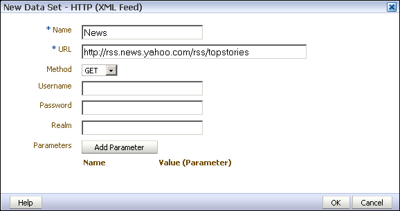 Create data set - HTTP dialog
